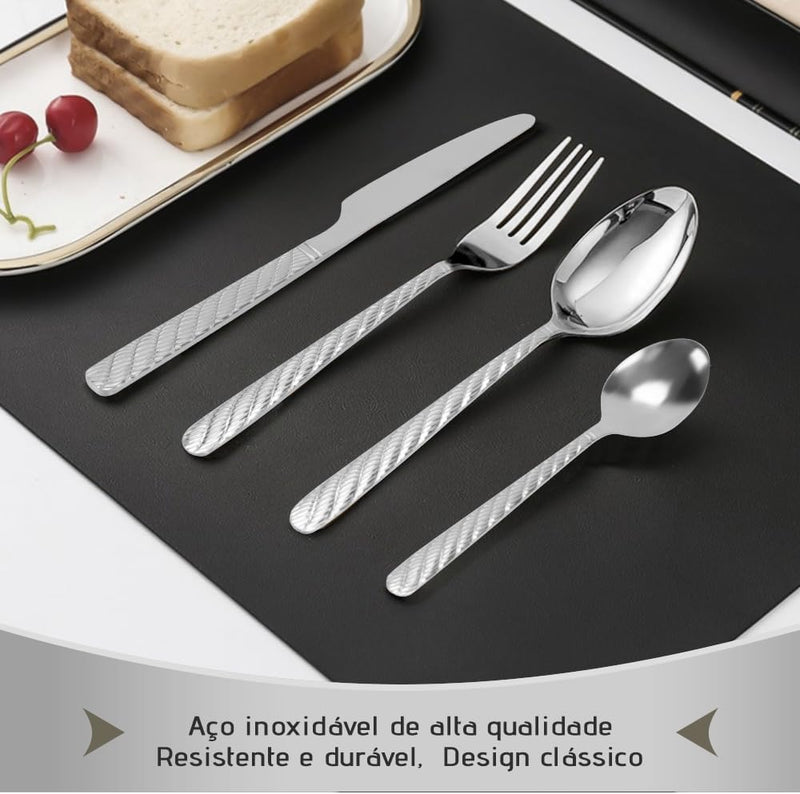 Faqueiro em Aço Inox com 30 Peças, Jogo de Talheres, Talheres, Faqueiro, Talher, Conjunto de Talheres, Jogo de Talher, Kit Talheres, Jogo Talheres, Talheres Inox, Faqueiro Inox (Prata