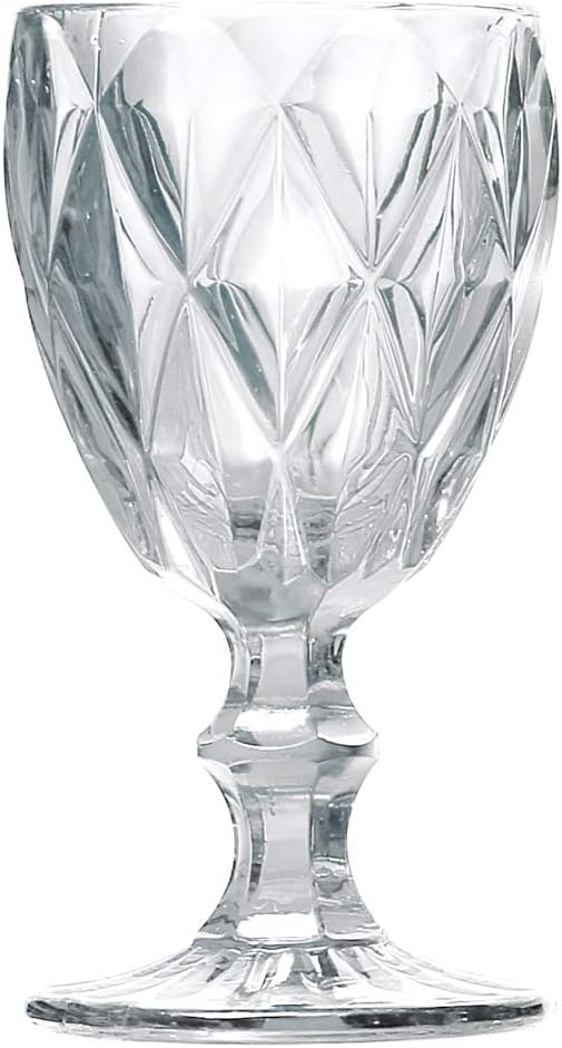 LYOR -- Conjunto de 6 Taças de Vidro Para Água Diamond 325ml Transparente - Mesa Posta - Itens Para Casa - Utensílios de Cozinha - Enxoval - Casamento - Decoração - Utilidades Domésticas