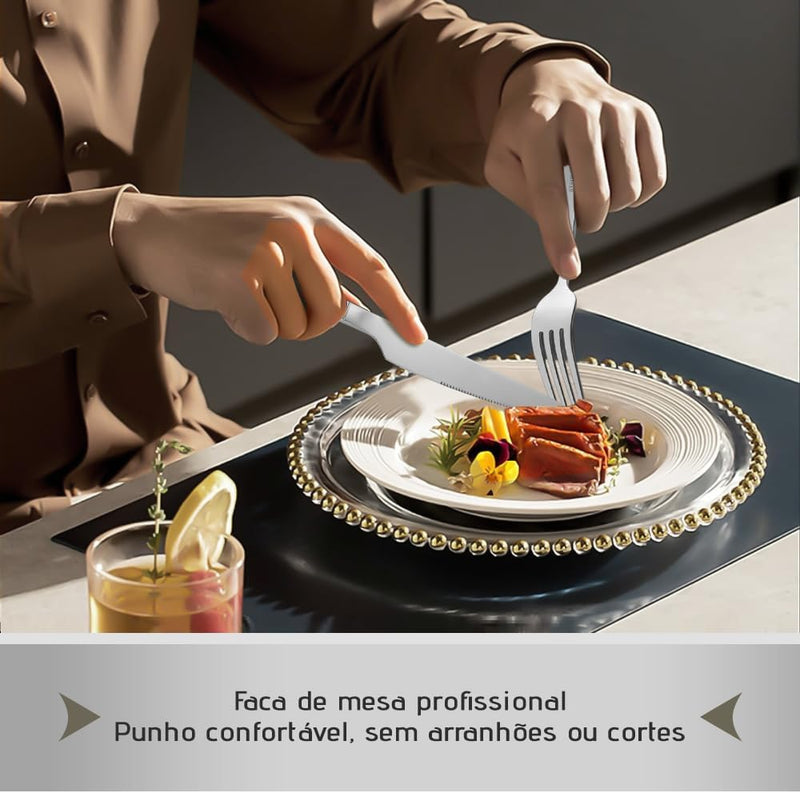 Faqueiro em Aço Inox com 30 Peças, Jogo de Talheres, Talheres, Faqueiro, Talher, Conjunto de Talheres, Jogo de Talher, Kit Talheres, Jogo Talheres, Talheres Inox, Faqueiro Inox (Prata