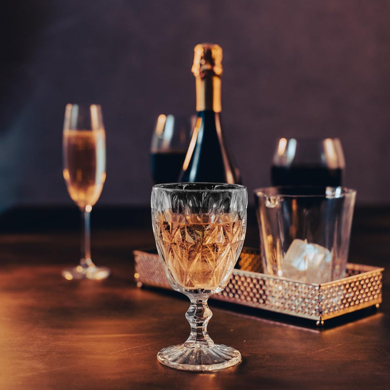 LYOR -- Conjunto de 6 Taças de Vidro Para Água Diamond 325ml Transparente - Mesa Posta - Itens Para Casa - Utensílios de Cozinha - Enxoval - Casamento - Decoração - Utilidades Domésticas