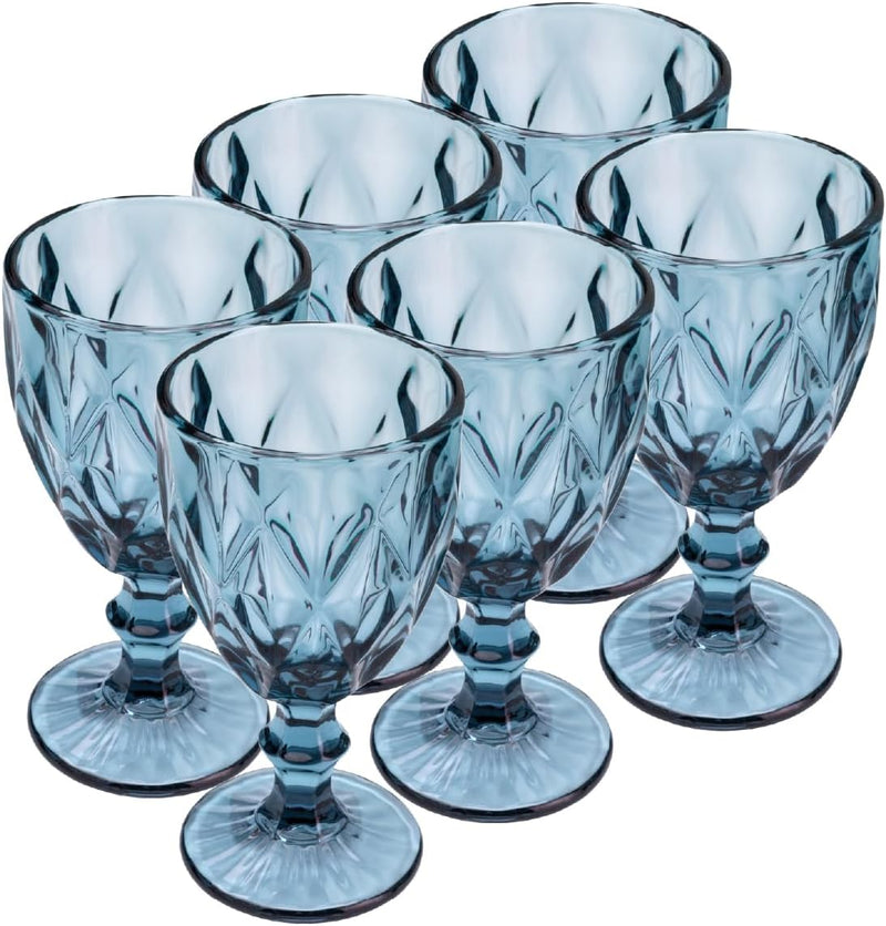 LYOR -- Conjunto de 6 Taças de Vidro Para Água Diamond 325ml Transparente - Mesa Posta - Itens Para Casa - Utensílios de Cozinha - Enxoval - Casamento - Decoração - Utilidades Domésticas