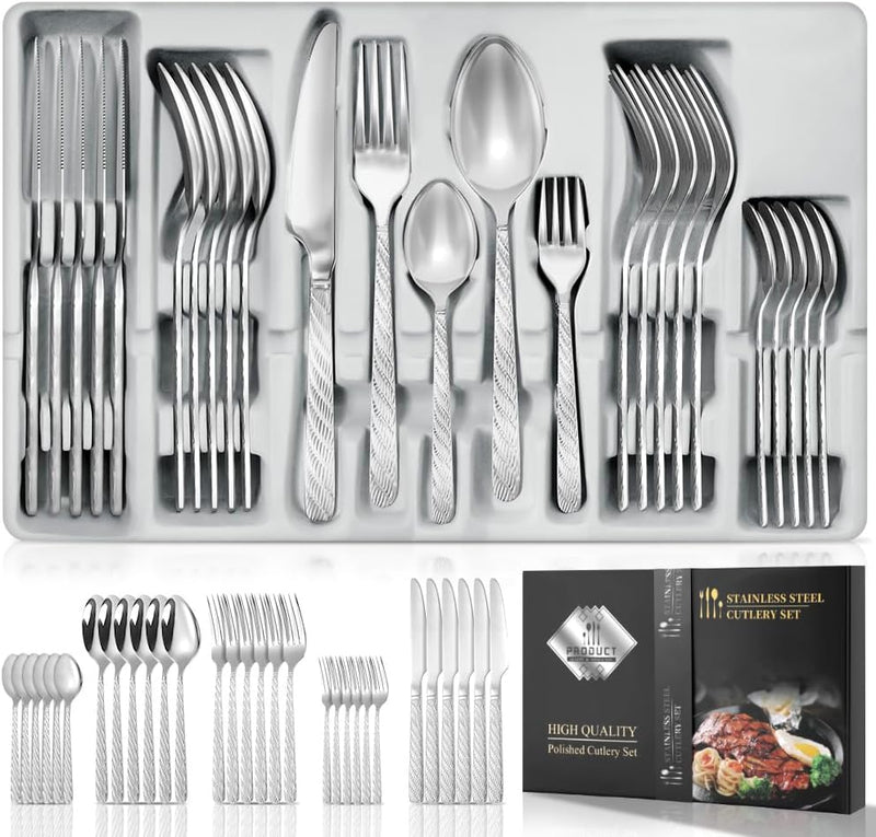 Faqueiro em Aço Inox com 30 Peças, Jogo de Talheres, Talheres, Faqueiro, Talher, Conjunto de Talheres, Jogo de Talher, Kit Talheres, Jogo Talheres, Talheres Inox, Faqueiro Inox (Prata
