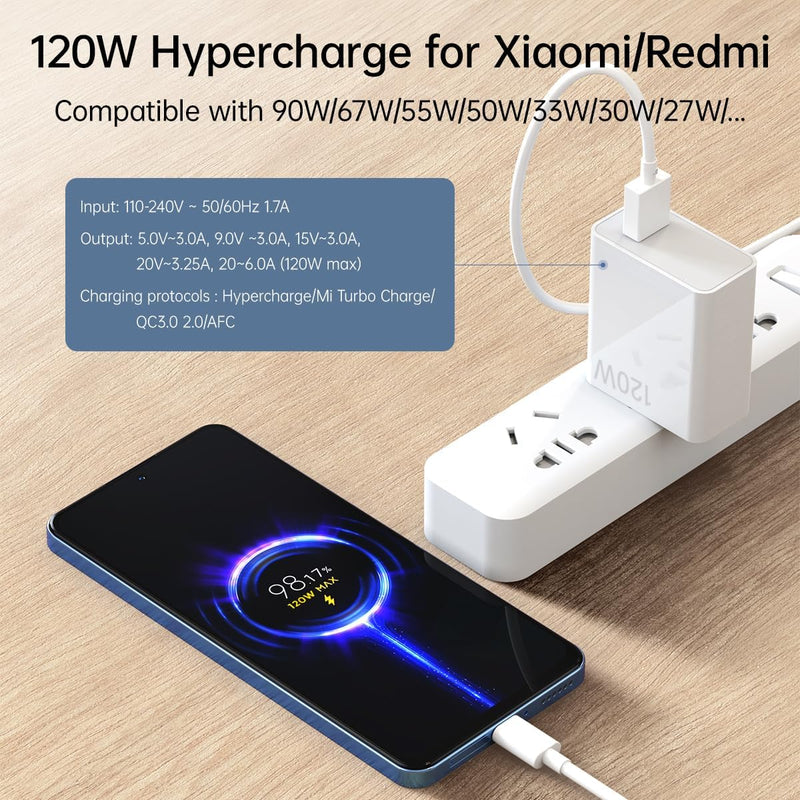 Carregador de parede 120W para Xiaomi Hypercharge Turbo Fast Wall Charger 90W para Xiaomi 15 14 13 12 14T 13T 12T 12s Pro Redmi Note K80 K70 K60 K50 Ultra 12 11T 11 Plus Black Shark 4 5 Poco X5 F4 Gt