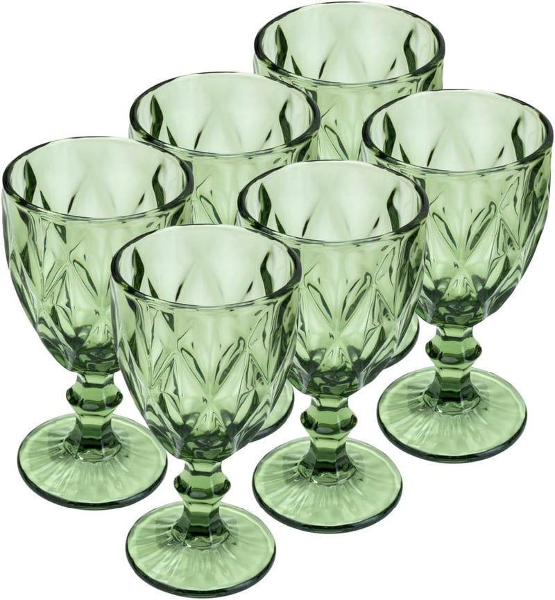 LYOR -- Conjunto de 6 Taças de Vidro Para Água Diamond 325ml Transparente - Mesa Posta - Itens Para Casa - Utensílios de Cozinha - Enxoval - Casamento - Decoração - Utilidades Domésticas