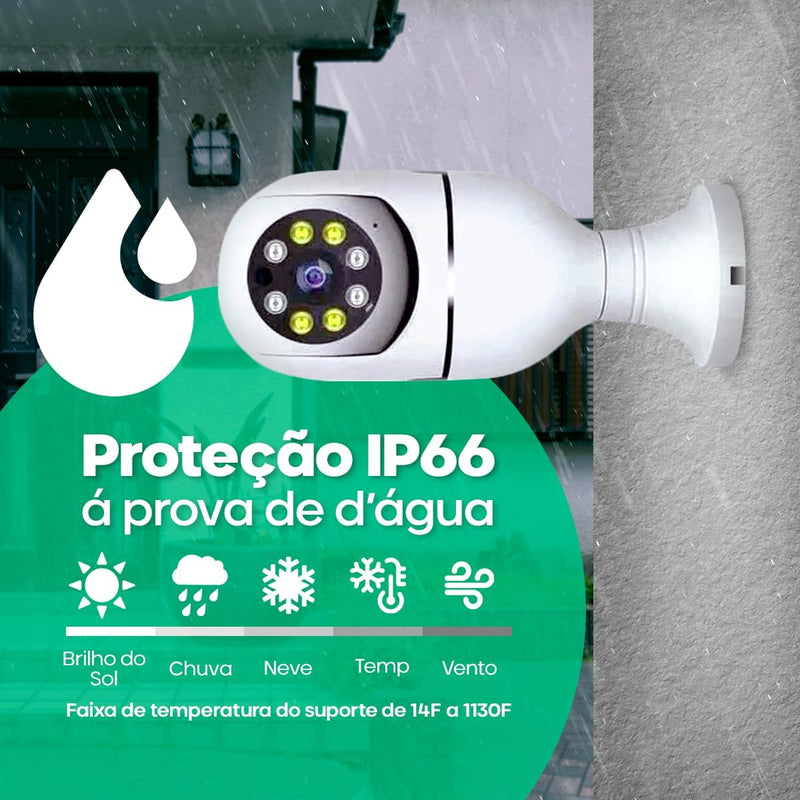 Camera Ip Inteligente 1080P Wifi Lampada Panoramica Giratória 360° Yoosee Espiã e Segurança | Alpha Ecom