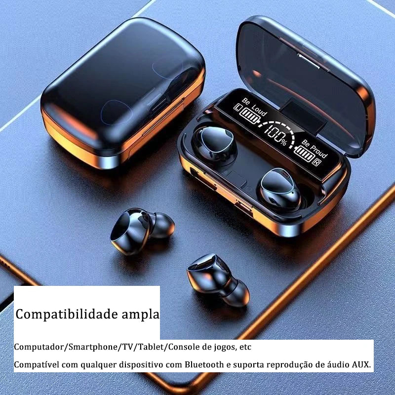 Fone de Ouvido Bluetooth M10 5.1 com Display de LED – TWS, Toque, Redução de Ruído, à Prova d’Água, Sem Fio