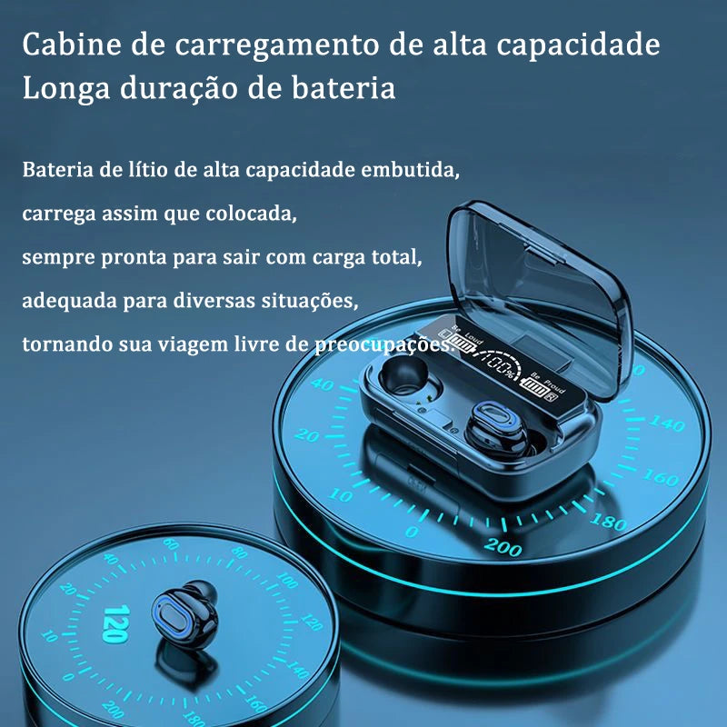 Fone de Ouvido Bluetooth M10 5.1 com Display de LED – TWS, Toque, Redução de Ruído, à Prova d’Água, Sem Fio