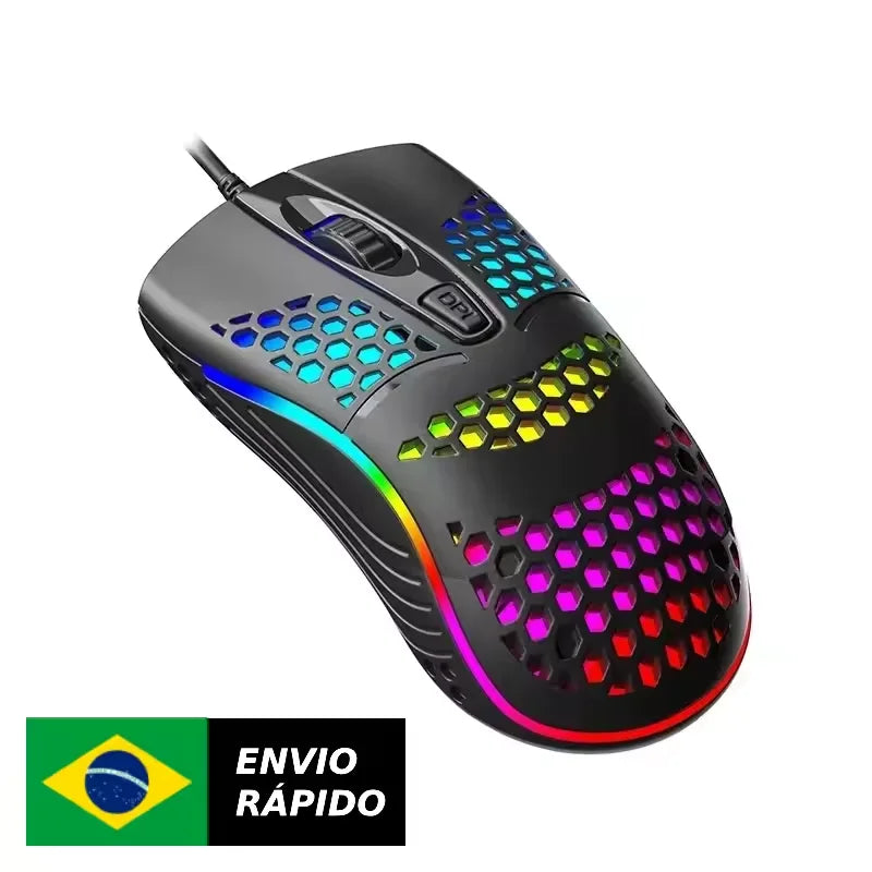 Mouse USB com LED RGB – Moderno, Versátil e Preciso