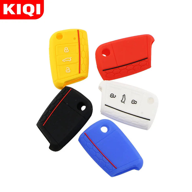 Capa Protetora de Chave de Carro em Silicone para Volkswagen VW Golf 7 MK7 Tiguan MK2 e para Skoda Octavia 3 A7 Kodiaq 2017-2021