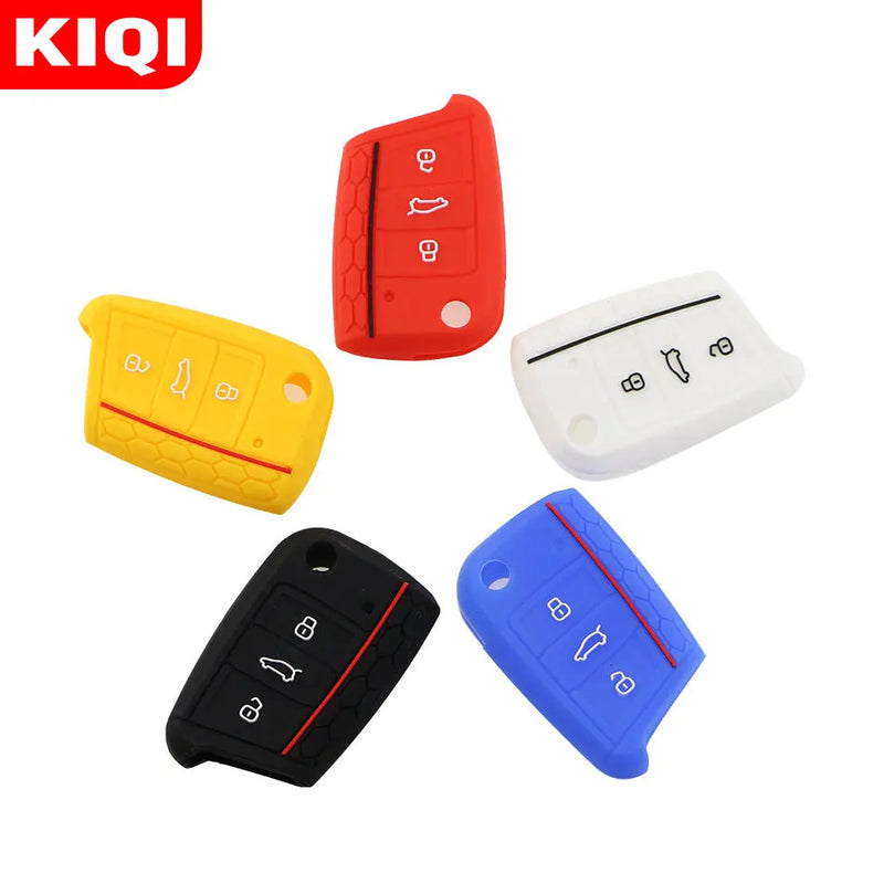 Capa Protetora de Chave de Carro em Silicone para Volkswagen VW Golf 7 MK7 Tiguan MK2 e para Skoda Octavia 3 A7 Kodiaq 2017-2021