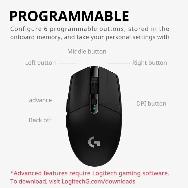 Mouse Gamer Sem Fio Logitech G304 – LIGHTSPEED, Alta Performance