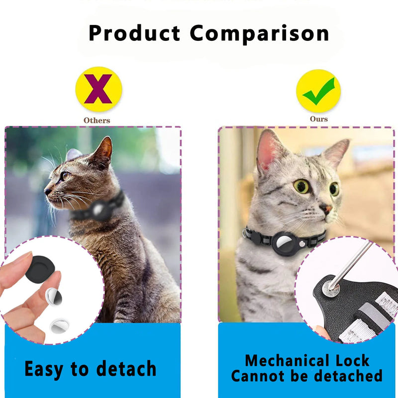 Suporte para AirTag de Gato – Coleira com Fecho de Segurança, Faixas Refletivas, Ajustável, Coleira à Prova d'Água com Sino para Gato, Estojo para AirTag Pet