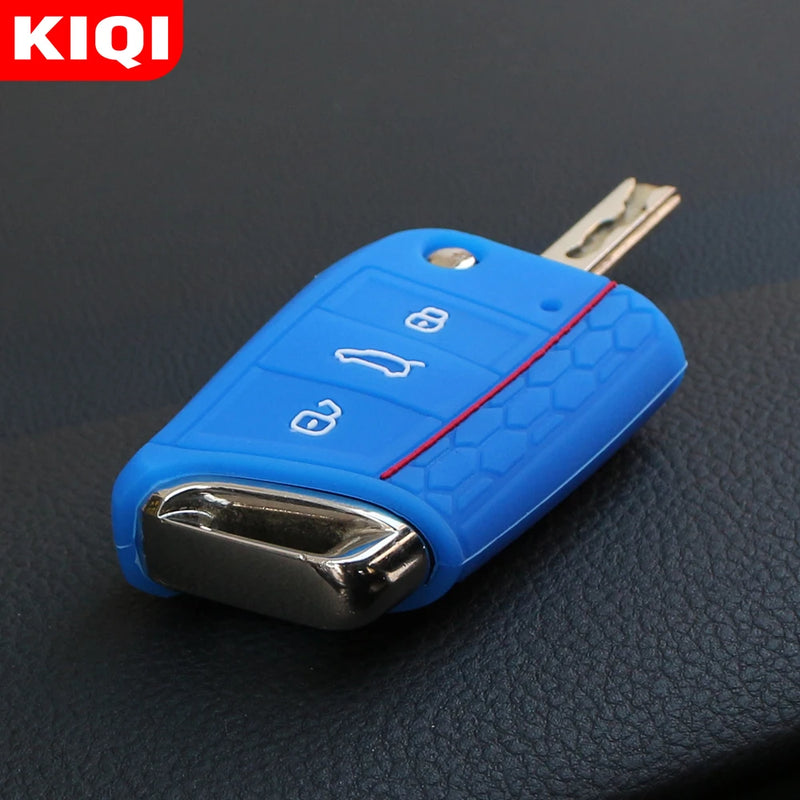 Capa Protetora de Chave de Carro em Silicone para Volkswagen VW Golf 7 MK7 Tiguan MK2 e para Skoda Octavia 3 A7 Kodiaq 2017-2021