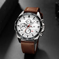 Relógio Masculino Esportivo 46mm – Couro Estilo Racing, Casual Fashion, Preto com Detalhes em Ouro Rosé, Calendário, Quartzo, Original