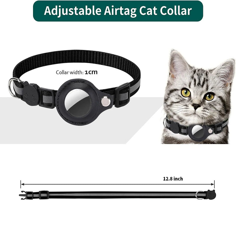 Suporte para AirTag de Gato – Coleira com Fecho de Segurança, Faixas Refletivas, Ajustável, Coleira à Prova d'Água com Sino para Gato, Estojo para AirTag Pet
